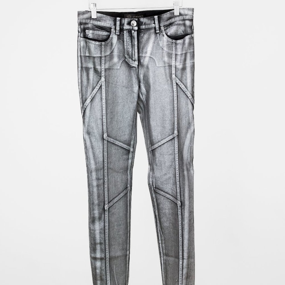 Versace Silver Painted Jeans